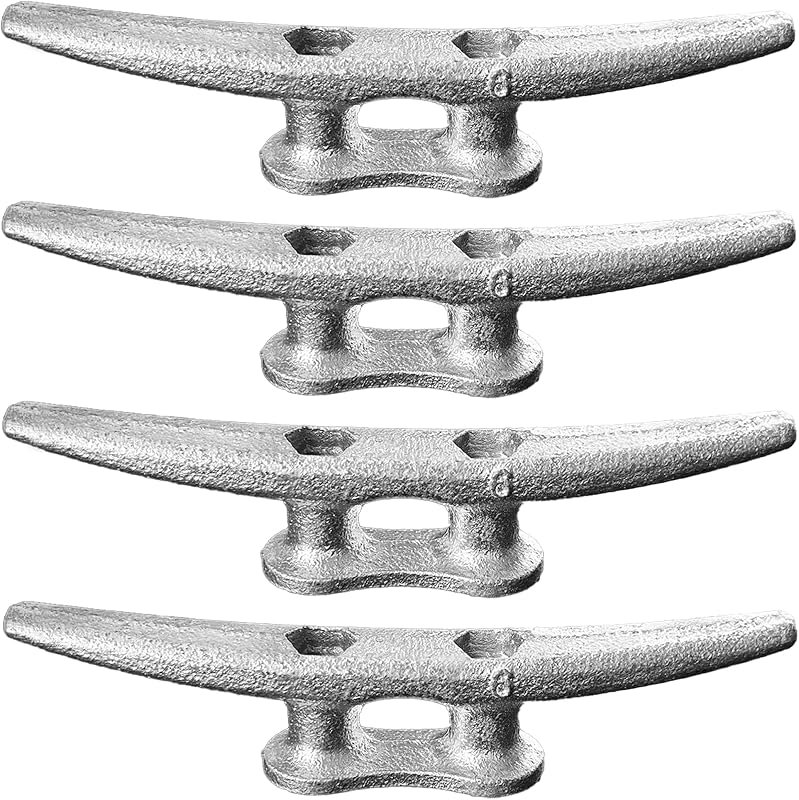 Dock Cleats 6 inch Galvanized Boat Cleats Cast Iron Marine Grade Rope Cleat for Mooring, Pier, Canoe, Nautical