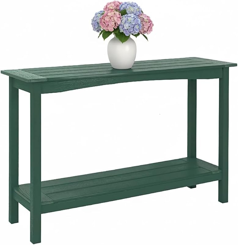Weatherproof HIPS Outdoor Console Table, 48'' 2-Shelf Side Table Indoor/Outdoor Use, Multifunctional Buffet Table Bar
