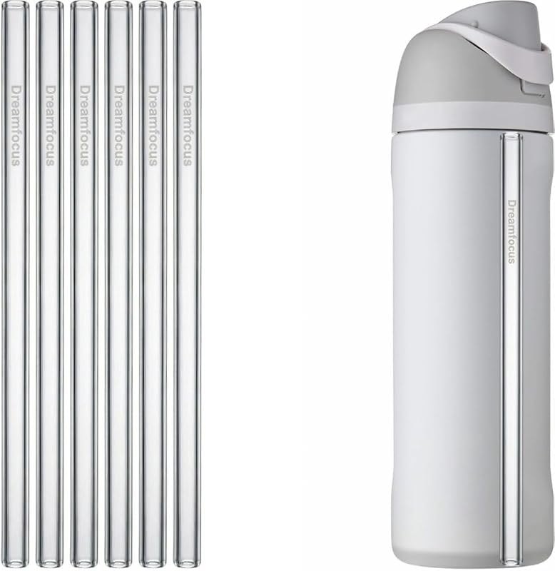Dreamfocus Glass Straw Replacement for Owala FreeSip Water Bottle 32 oz 6-Pack — bottled water glass straws for
