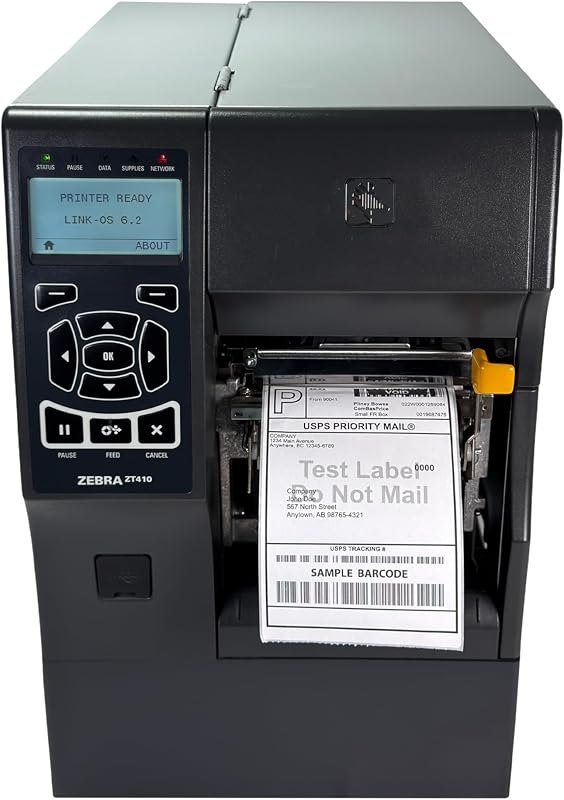 Zebra ZT410 Industrial Thermal Label Printer 300dpi Peel Rewind Bluetooth USB LAN ZT41043-T410000Z with Bundle Power
