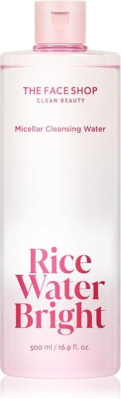 The Face Shop Rice Water Bright Micellar Water, Hydrating Face Cleanser and Makeup Remover, with Rice Active Complex™