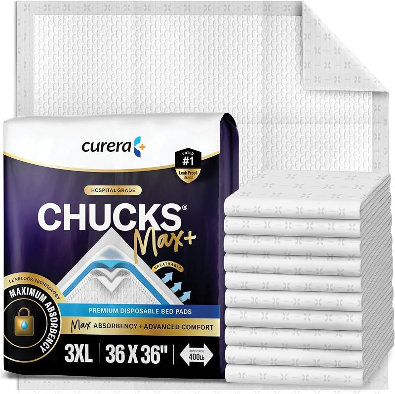 Chucks® MAX+ Hospital Bed Pads Disposable Adult - 36x36 [10-Pack] Underpads — best adult bed pad for adult bed pad