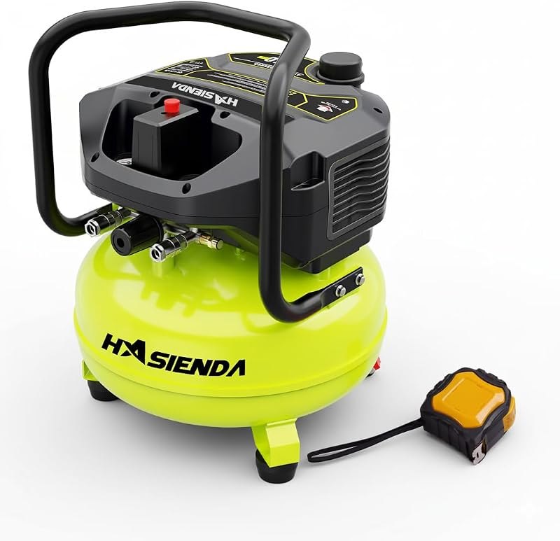 6 Gallon Portable Air Compressor, 150 PSI Max, Oil-Free Pancake Compressor for Garage & Home, with a Long-Life
