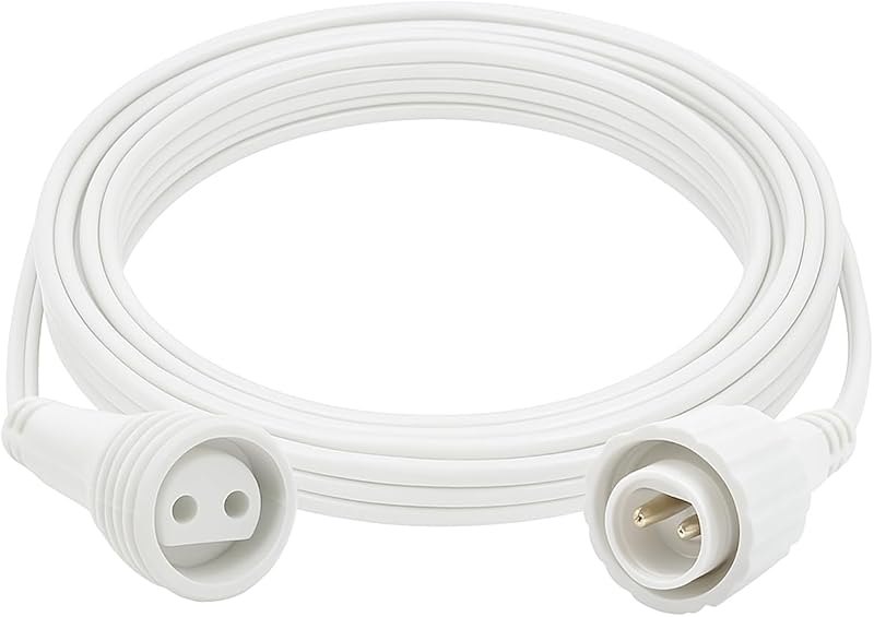 SCREENTRONICS Extension Power Cord (6.5Ft / 2M) with 5/8" Plug Connectors for LED String Lights Holiday Christmas Tree