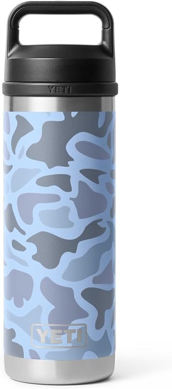 YETI Rambler 18 oz Bottle, Vacuum Insulated, Leakproof, Stainless Steel with Chug Cap, Blue Camo — kitchen coffee gear
