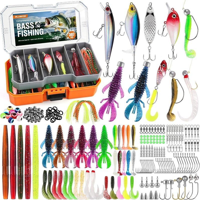 PLUSINNO Bass Fishing Lures Tackle Box Gear Kit with Tackle Included — Saltwater Tackle Box for saltwater tackle box