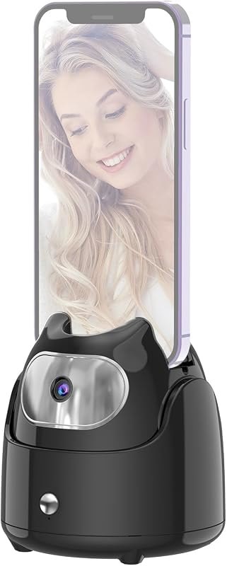 Qiilu AI Auto Face Tracking Gimbal Desktop Selfie Stabilizer, Built in AI Lens, 360 Rotation, Auto Tracking Camera