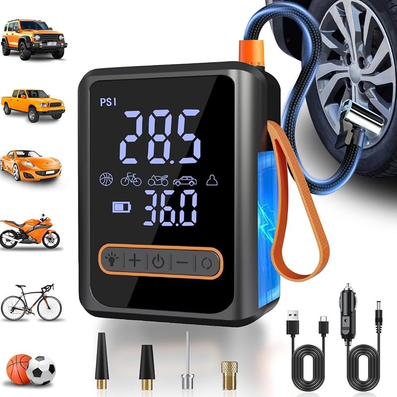 Tire Inflator Portable Air Compressor, Dual Cylinder Tire Air Pump — portable air compressor 150psi for portable air