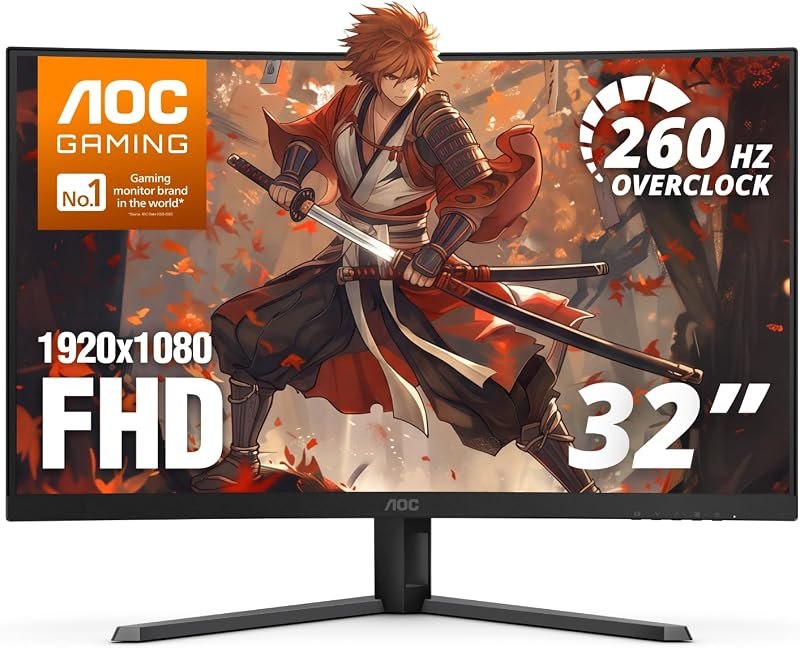 AOC 32 Inch Curved Gaming Monitor FHD 260Hz Overclocked VA 0.3ms, C32G42ZE — 32 inch 4k 144hz monitor for inch 144hz