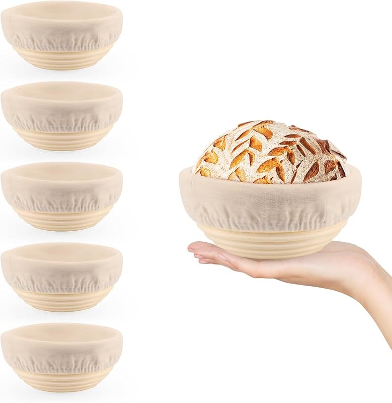 6 Pack 5 Inch Mini Banneton Bread Proofing Baskets, Small Sourdough Bread Baking Supplies for Artisan Bread Baking
