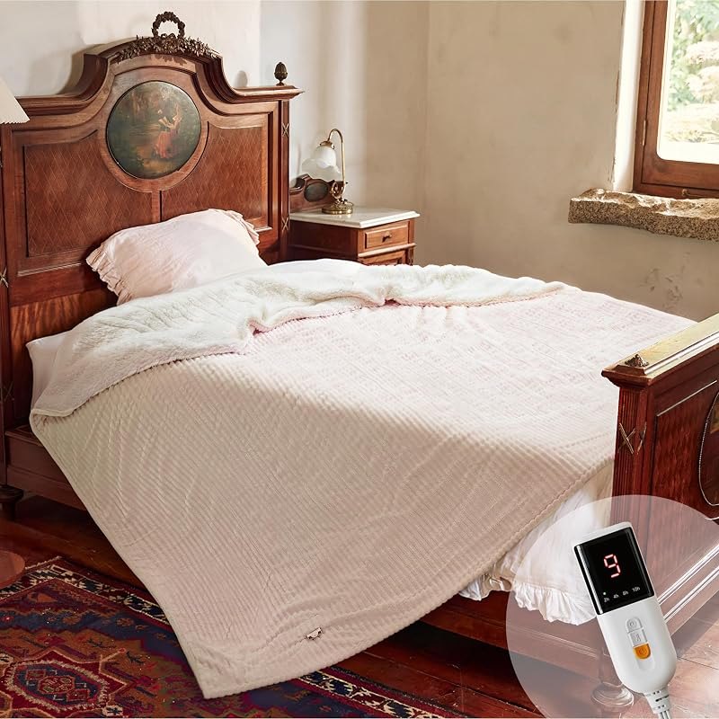 Texciting Heated Blanket Twin Size,Electric Blanket,ETL Certified,Beige — single electric blanket for single electric