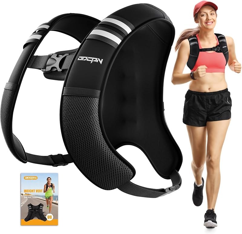 Weighted Vest for Women & Men, 10lb Ultra Thin Soft Iron Weighted Vest with Reflective Strips & Adjustable Buckle
