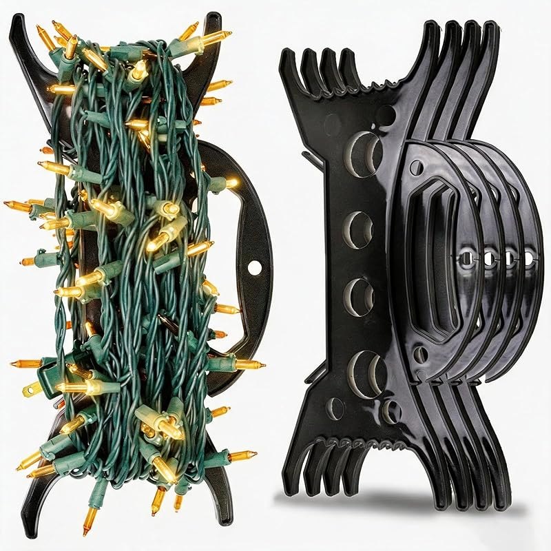 4Pack Christmas Light Storage Holder, All-Purpose Holiday Light Organizer, Black — christmas light storage reel for