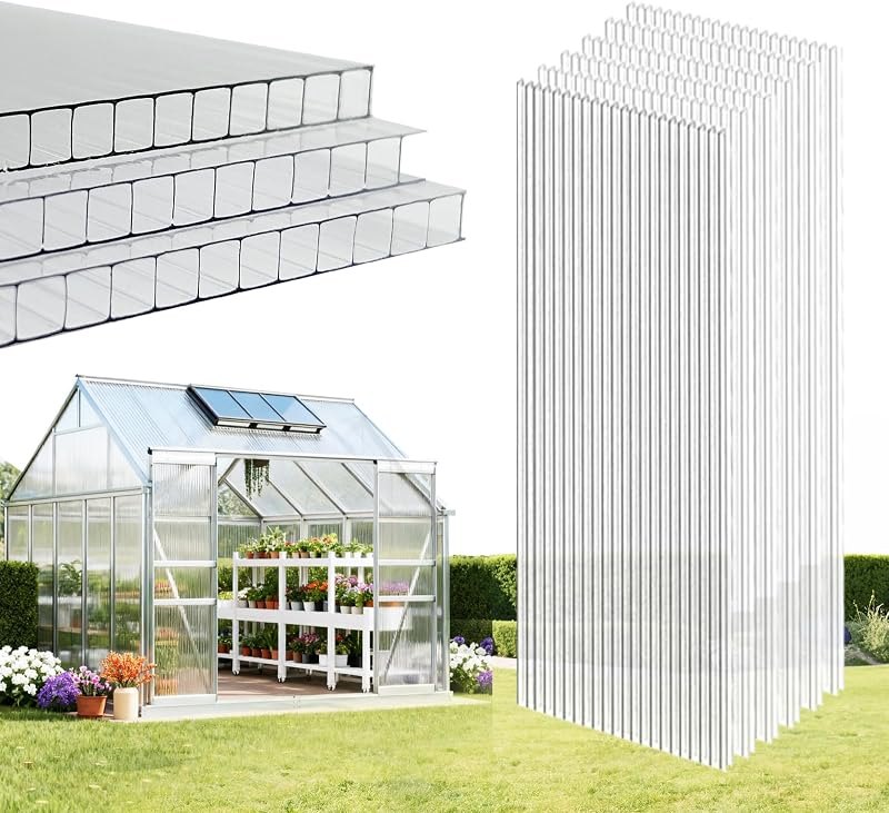 6 Pcs Greenhouse Panel, 6'FT x 2'FT x 0.24"IN Polycarbonate Sheet — best greenhouse end wall panels for greenhouse end