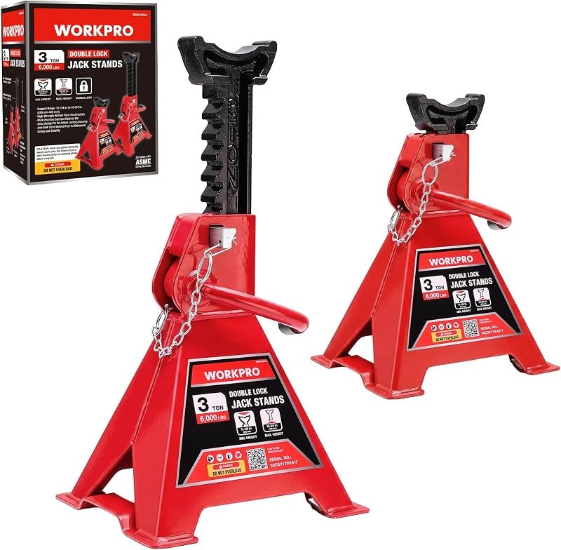 WORKPRO 3 Ton Jack Stands with Double Lock, 6000 LBS Capacity, 1 Pair — jack stands 3 ton for jack stands ton