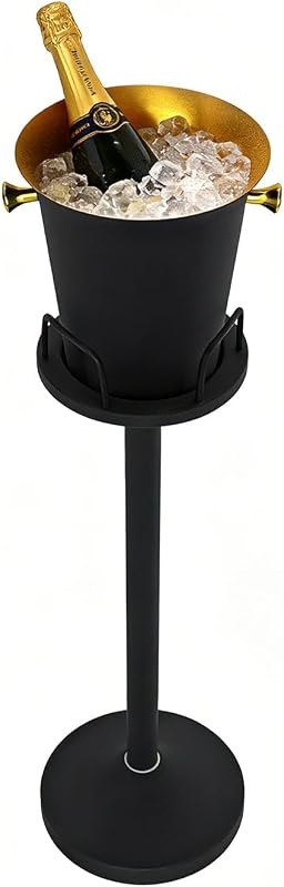 Champagne Bucket with Stand, Standing Ice Buckets 5L(Matter Black 1Pack) — new years eve champagne bucket for new