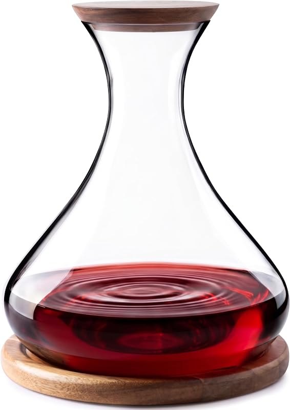 Cork & Mill Wine Decanter Set with Acacia Wood Stand and Stopper Lid — red wine decanter for red wine decanter