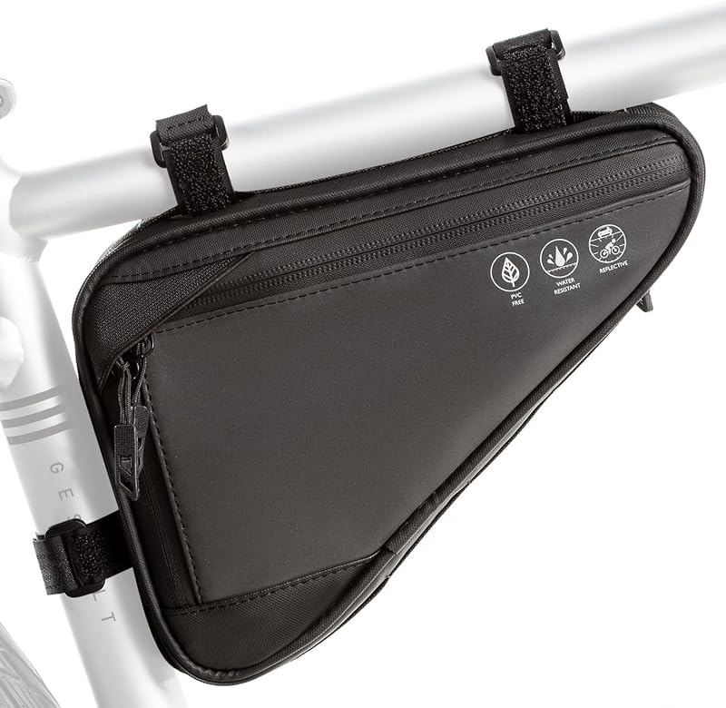 Bike Bag, Waterproof Bike Frame Bag Reflective Bicycle Storage Triangle Bag with two Side Pockets for Mountain MTB