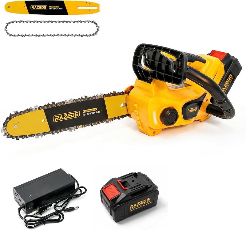 40V Cordless Brushless Chainsaw, 12-Inch Bar, Tool-Free Tension — 12 inch electric chainsaw for inch electric chainsaw
