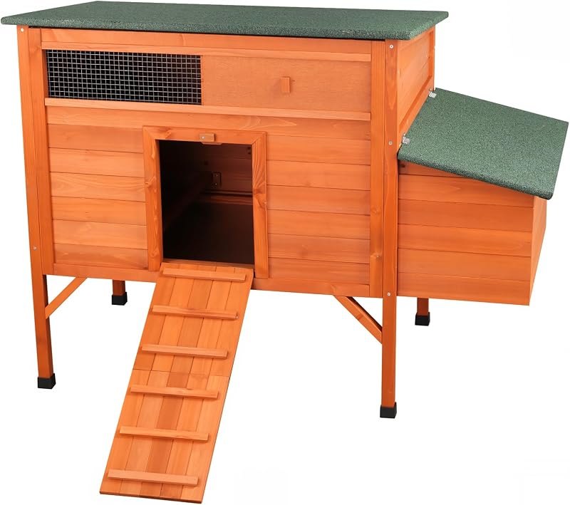 Outdoor Chicken Coop Weatherproof Chicken House with Asphalt Roof, Wooden Chicken Cage with Dual-Side Vents, Elevated