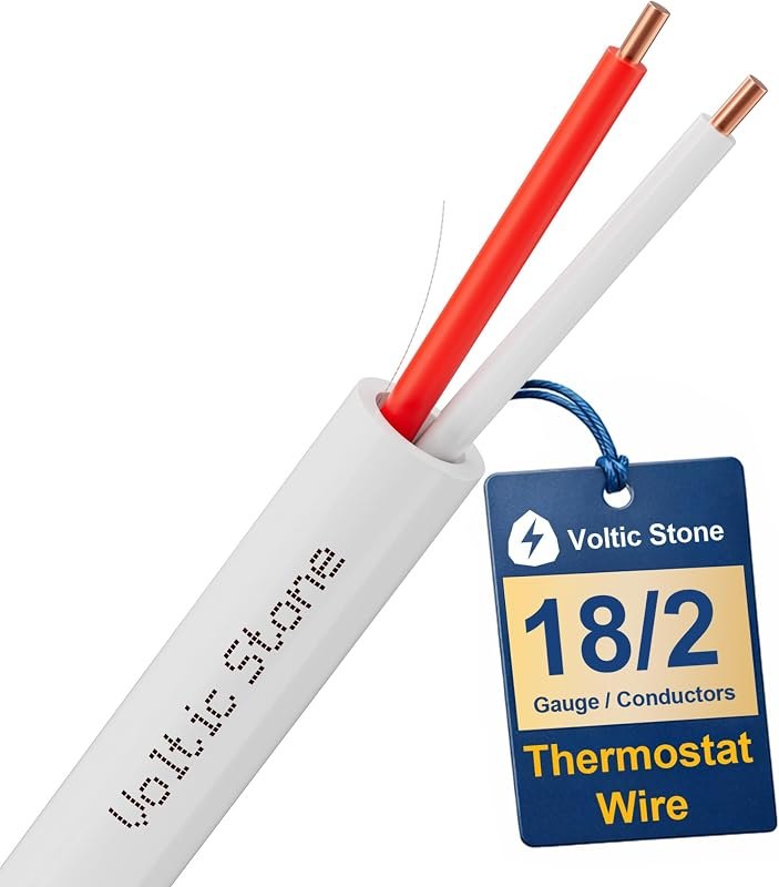 18/2 Thermostat Doorbell HVAC Wire, True Gauge 18 AWG 2 Conductors Pure Solid Copper, ETL Listed CL3R/CMR Riser-Rated