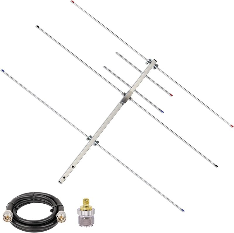 Ham Radio Dual Band Yagi Antenna VHF UHF 144 / 430MHz (2m 70cm) High Gain 7/10.5dBi 5-Element Outdoor Base Antenna