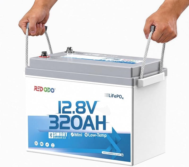 Redodo 12V 320Ah Mini LiFePO4 Battery, Bluetooth, for RV, Marine, Off Grid — 12v marine battery for 12v marine battery