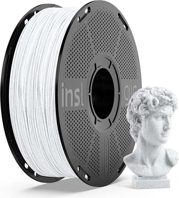 Inslogic Marble PLA Filament 1.75mm, Rock PLA 3D Printer Filament 1kg Spool (2.2lbs), High-Speed Printing up to