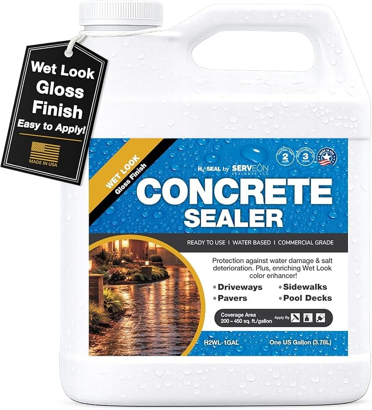 Concrete Driveway Sealer (Wet Look - Clear Gloss Finish) 1 Gal — garage floor sealer for garage floor sealer