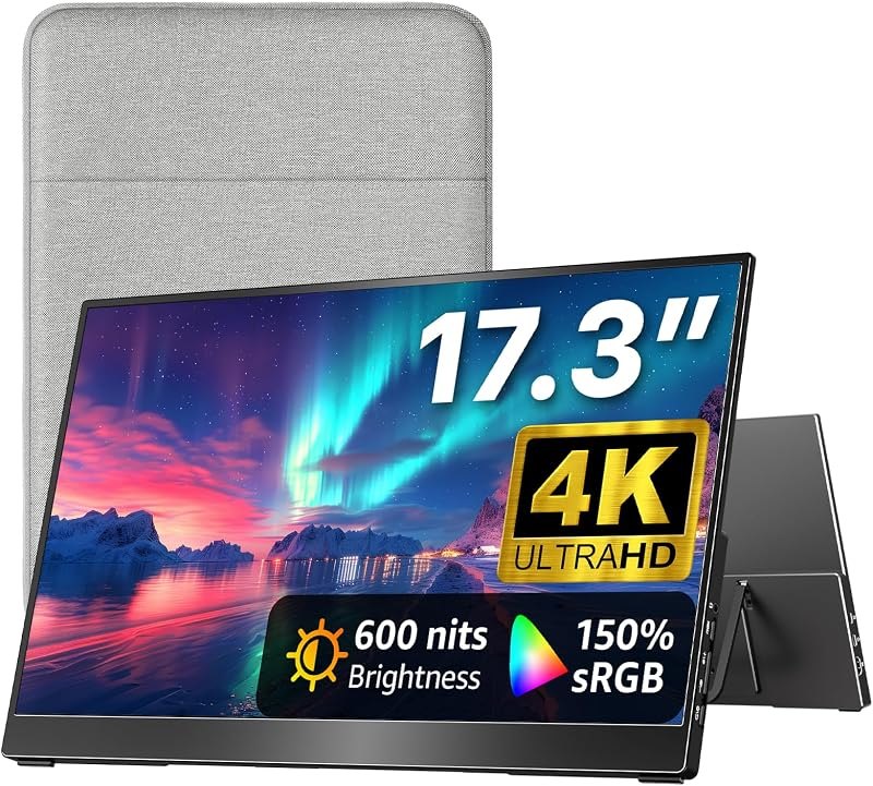 kksmart Portable Monitor for Laptop MacBook Surface PC Xbox PS5, Travel Monitor Second Screen for Laptop, HDMI USB-C