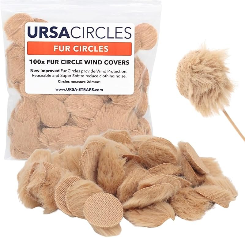 URSA Fur Circles - Mini Windshields for Lavalier/Lapel Microphones. Reduce Wind Noise & Clothing Rustle. Compatible