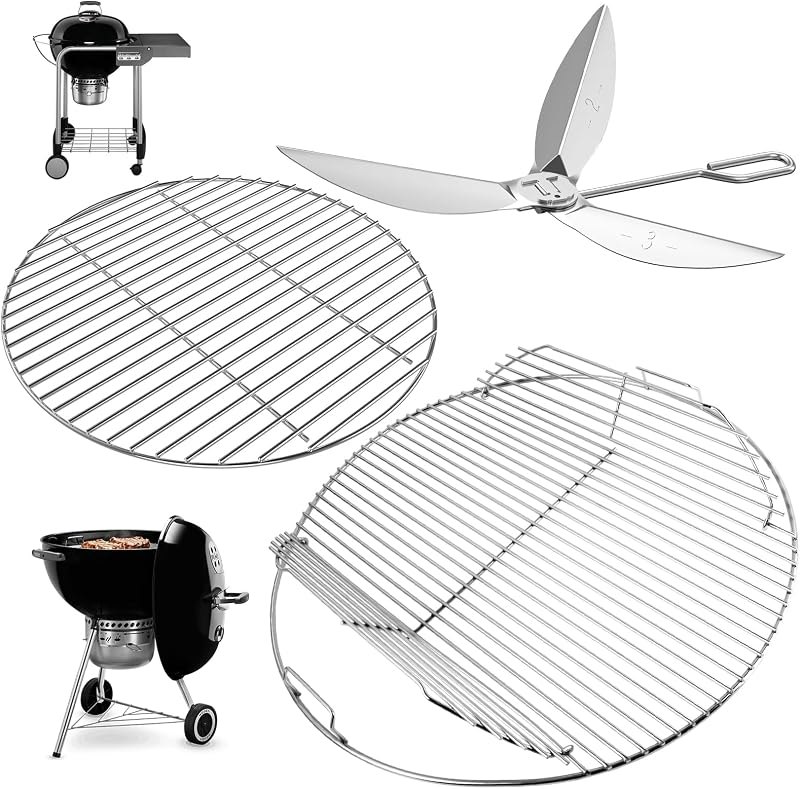 Round Replacement Grates Kit for Weber 22'' Kettle Charcoal One-Touch Grill — grill grate set for grill grate set