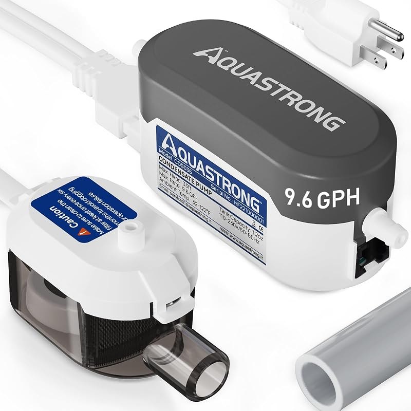 Aquastrong Mini Split HVAC Condensate Pump, 9.6 GPH, 115V/230V, Automatic Safety Switch, 33 FT Lift AC Condensate