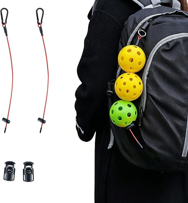 Pickleball Ball String Holder Accessories for Storage Bags, Up to 3 Official Balls, Short one Red Cable, Easy to