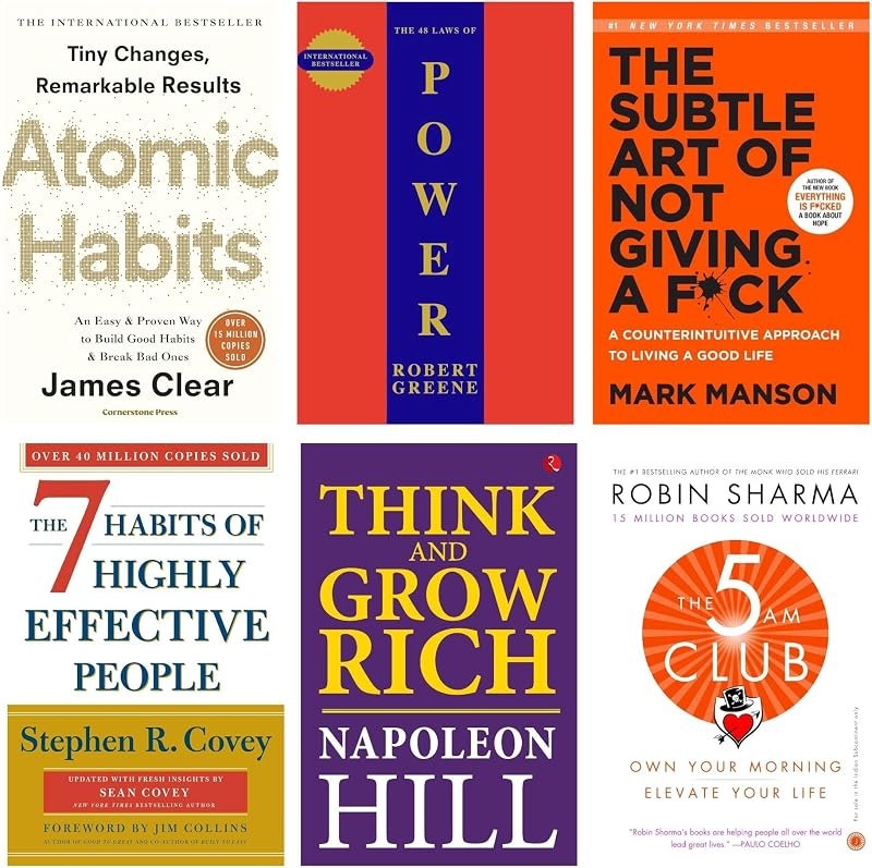 Self Help Books Collection (Set of 6) — 7 habits book for habits book