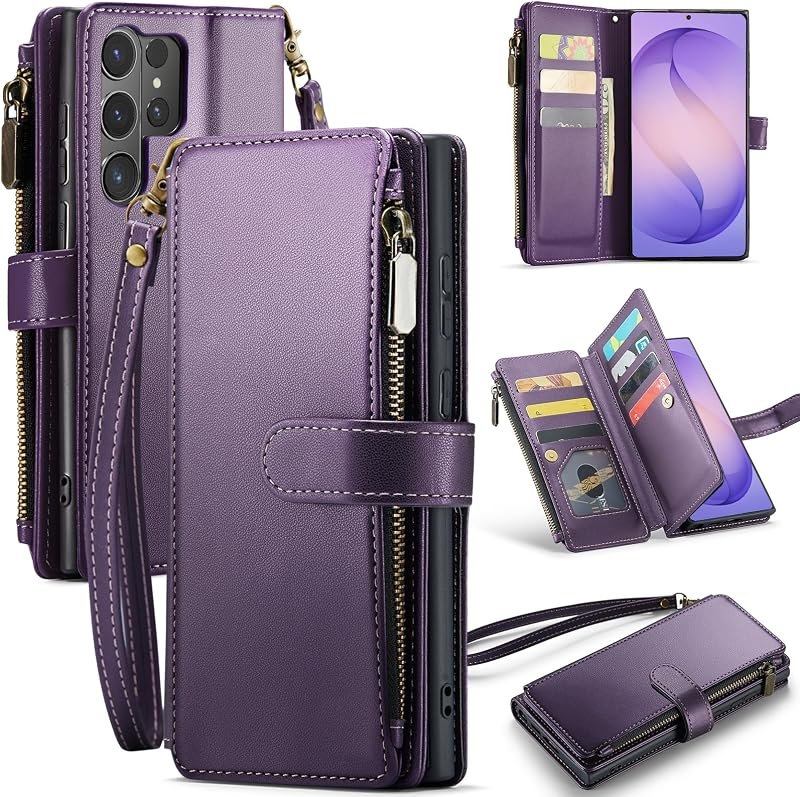 for Samsung Galaxy S26 Ultra 5G Wallet Case with Card Holder,Women Men RFID Blocking PU Leather Flip Cover Zipper