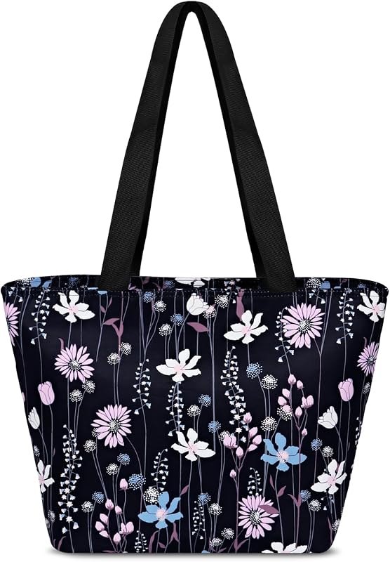 Large Tote Bag for Women with Zipper and 15" Laptop Pocket Water Resistant Padded Shoulder Purse for Travel & Work —