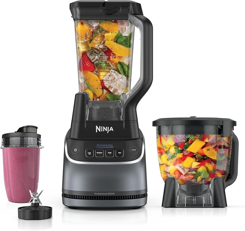 Ninja UltraCrush Pro Kitchen System, 1500W, 72oz Blender, Silver, BP401 — High Speed Blender for high speed blender
