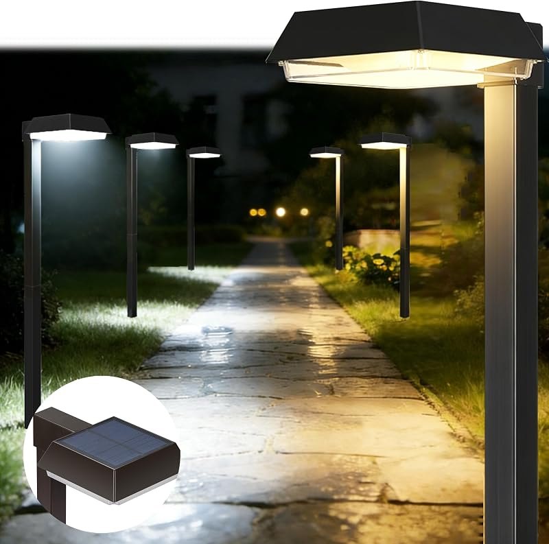 6 Pack - Solar Pathway Lights 300LM 2-in-1 Warm White & Daylight Modes — best solar garden path lights for solar