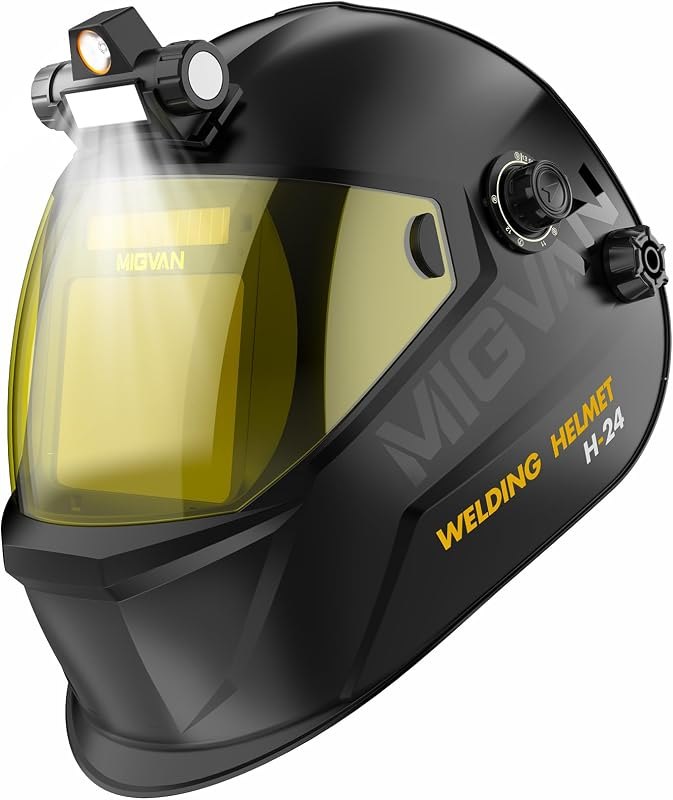 True Color Welding Helmet Auto Darkening with Light, Large Viewing Hood — welding mask auto darkening for welding mask
