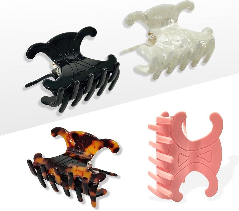 Acetate Butterfly Hair Clips 4-Pack Medium for Thick Hair — beauty claw clip for skincare headband