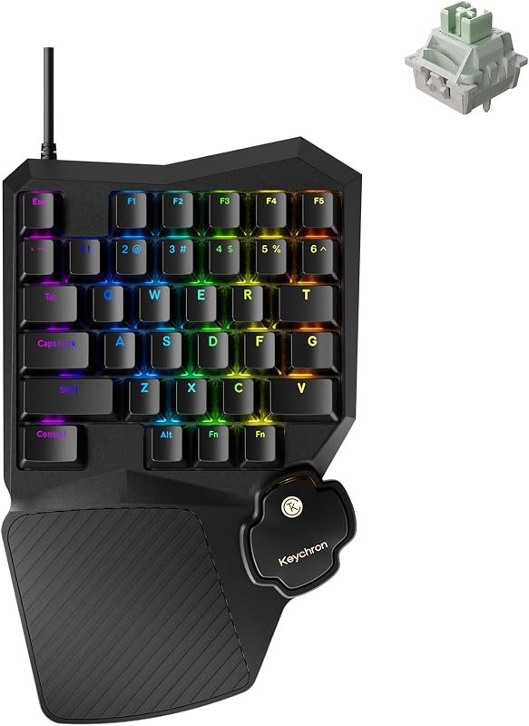 Keychron C0 HE 8K Wired One-Handed Gaming Keypad, Rapid Trigger Hall Effect Magnetic Switches, 35 Programmable Keys