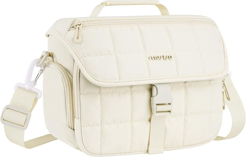 MOSISO Camera Bag for Photographers, Shoulder Photography Bag, Beige — camera lens bag for camera lens bag