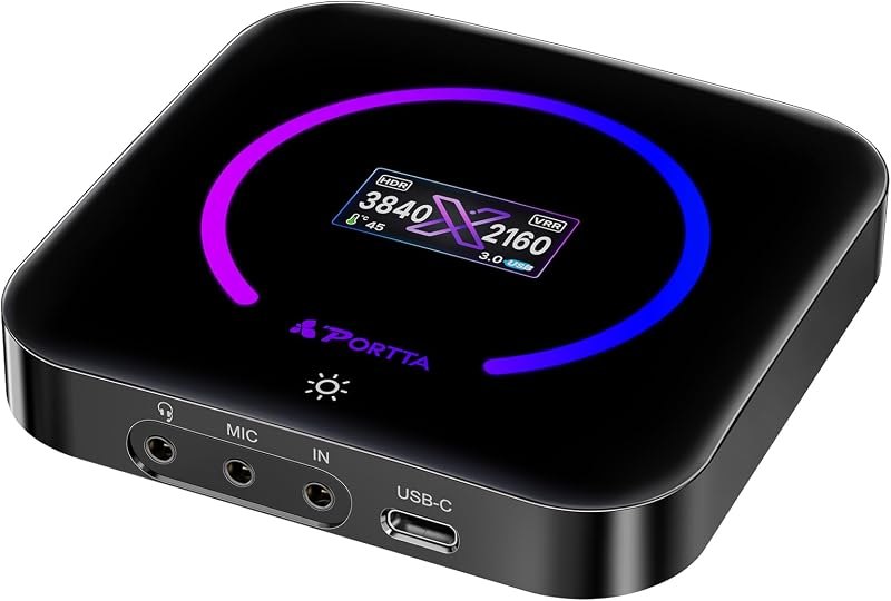 PORTTA DX20R HDMI Video Capture Card, Stream & Record in 4K 60Hz with Ultra-Low Latency, Passthrough for 1080p@240Hz &