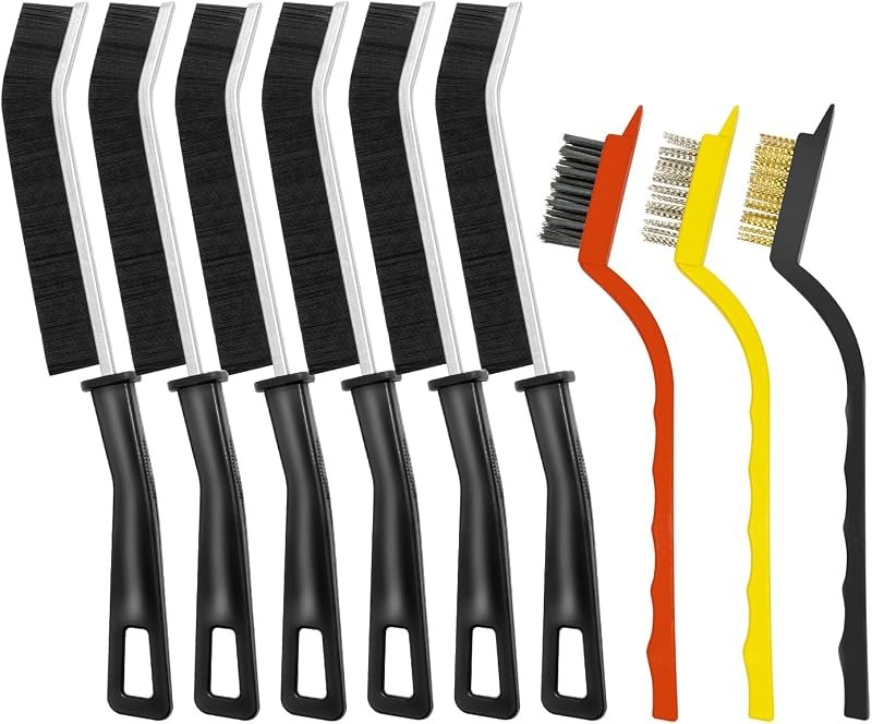 9PCS Crevice Cleaning Brush, Hard Bristle Scrub Brushes Tools — cleaning grout brush for cleaning grout brush