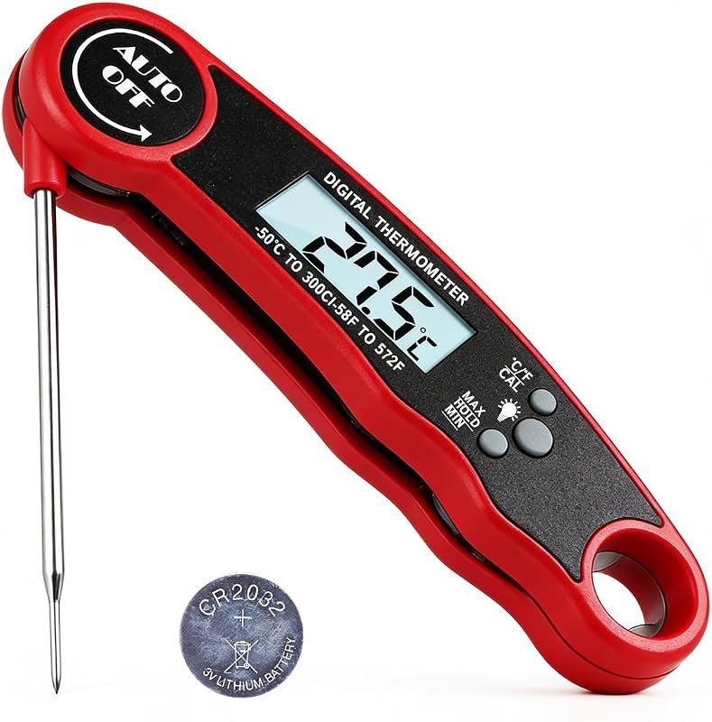 Digital Instant Read Meat Thermometer, Waterproof Red — baking oven thermometer for baking oven thermometer