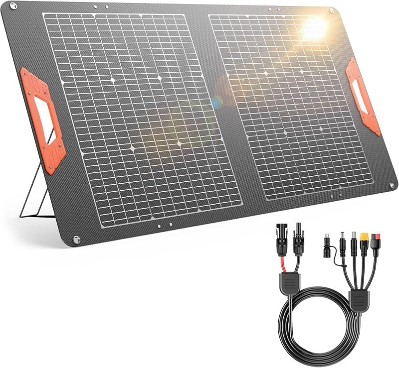 SOLUPUP 100W Portable Solar Panel for Power Station-24% Efficiency Bifacial Solar Panels with MC4 Output, 5-in-1