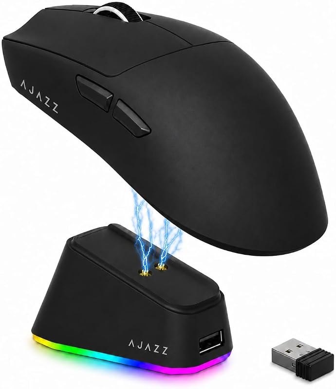 AJ139P V3 MC Wireless Gaming Mouse with RGB Magnetic Charging Dock, Tri-Mode 2.4G/Bluetooth/Wired, 69g, Up to 24000