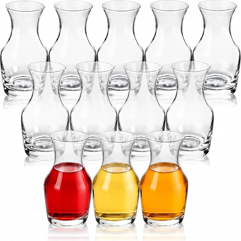 12 Pack Small Wine Carafe 6 oz Single Serving Mini Decanters — glass wine carafe for glass wine carafe