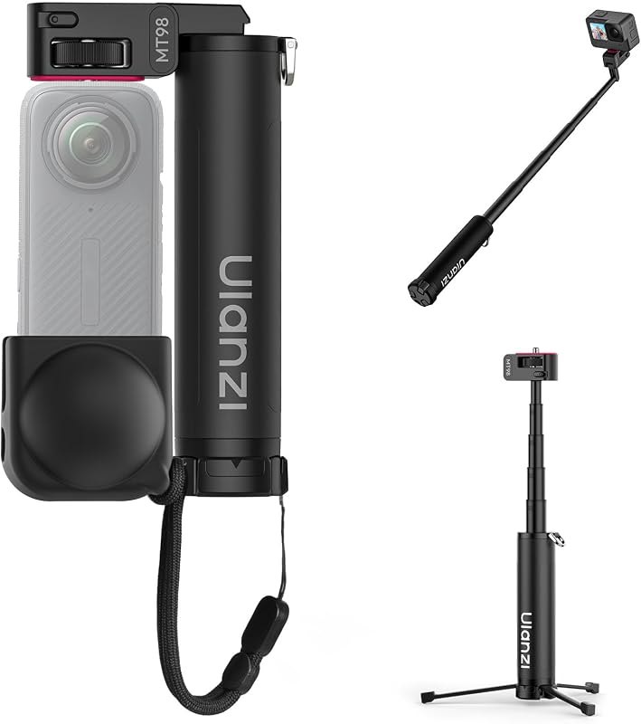 MT98 2-in-1 Selfie Stick & Tripod for Action Camera, 1/4'' Mount & — best Insta360 GO 3S for insta360